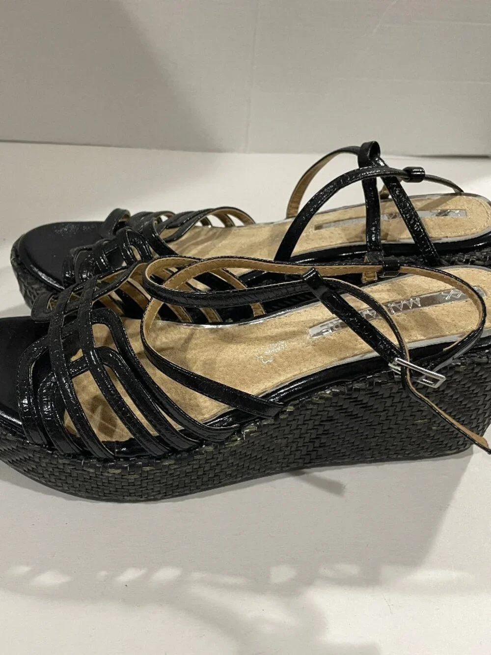 Maria Mare Black Cage Strappy Platform Wedge Sandals Womens 9.5 (EU 40) Espadril